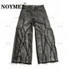 NOYMEI Y2k Мужские джинсы большого размера в стиле хип-хоп, повседневные модные свободные прямые широкие брюки в стиле панк-рок, старые потертые WA2108 240129