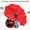 10K dubbel lager vindtät helt automatisk paraplyer manliga kvinnor tre vikbara kommersiella stora hållbara ramparasol 240123