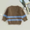 Enfant en bas âge bébé filles tricot Cardigan mignon rayé imprimé boutonné pull vêtements d'extérieur hauts pour enfants vêtements d'hiver pour enfants 240124