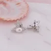 Planet Satellite Oreing Bringle Designer Viviane Viviennes Westwood Jewelry Forh Western Oval Pearl Horse Eye Zircon Cross Saturne Saturnes Boucles d'oreilles Femme Classic Full Diam