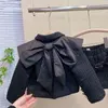 衣料品セット冬の女の子2ピースツイードセット子供の黒いスーツ服2-10歳のコートアウトウェアショーツヴィンテージ衣装