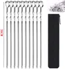 Tools 10pcs BBQ Skewers 36/40cm Stainless Steel Flat Forks Reusable Grill Roast Stick For Outdoor Picnic Gadgets Kitchen Utensil