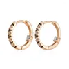 Hoop Earrings Wbmqda Simple Fashion Black And White Zircon For Women 585 Rose Gold Color Girl Children Daily Jewelry Accessories