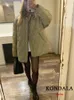Giacche da donna KONDALA Streetwear Armygreen Manica lunga oversize da donna O Collo Bottoni singoli Cappotti invernali Capispalla casual