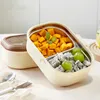 Dinnerware 304 Stainless Steel Thermal Lunch Box With 2 Compartments Sealing Silicone Rings Leakproof Storage Containers