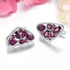 Brincos de argola natural genuíno rhodolite granada prata esterlina clipe 5.8 quilates rosa feminino romântico jóias finas presentes