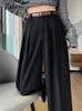 Women's Pants Jielur Straight Casual Full Length Solid Color High Waist Fashion Simple Female Suit Basic Office Ladies