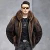 Designer Mink Coat Mens Whole Hooded Fishing Short Pur Fashion Trend DQ6O