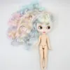 ICY DBS Blyth Puppe 16 Bjd Gelenkkörper dunkle Haut glänzendes Gesicht blaues Haar weiß matt mehrfarbig 30 cm Spielzeug Anime 240129