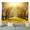 Tapestries Autumn Forest Stream Landscape Tapestry Natural Scenery Wall Hanging Golden Trees Leavis Tapiz Decil