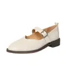 Dress Shoes MKKHOU Fashion Pumps High Quality Genuine Leather Round Toe V-Neck Mid Heel Mary Jane Modern Women's