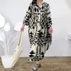 Casual Kleider Vintage Print Maxi Frauen Kleid Sommer Langarm Weibliche Boho Strand Hemd Urlaub Robe Ankünfte