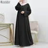 Etniska kläder muslimska klänning dubai kalkon abaya zanzea mode kvinnor hijab sundress jilbab islamisk höst solid parti vestidos kaftan