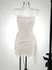 カジュアルドレス女性のための女性のエレガントな白い誕生日ドレス贅沢2024年の秋のプリーツイブニングドレスレースパッチワークパーティーの服