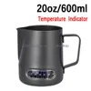 Dzbanki mleczne 350 600 ml Pitcher ze stali nierdzewnej ze wskaźnikiem termometru barista kawa latte Puchar art