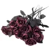 Kwiaty dekoracyjne 10 pakietów wino czerwone sztuczne różowe róże fałszywe bukiety róży na dekoracje domu na weselu
