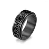 Cluster Rings MKENDN Men Celtics Knot Trinity Spinner Ring Stainless Steel Norse Runes Slavic Finger Jewelry Vikings Amulet Vintage Male