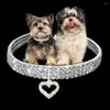 Colliers de chien de luxe paillettes coeur réglable cristal strass diamant pour chiot collier collier pour animaux de compagnie