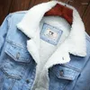 Men's Jackets Winter Jean Men Warm Denim Coats Fashion Cowboy Outerwear Liner Thicker Fleece Jacket Black Blue Plus Size 6XL