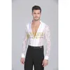 Stage Wear Man Shirts Garment Top Latin Dance Lace Black And White Waltz Performance