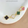 2024 Fashion Jewelry Designer Van Clover Cleef Rings Crystal Ring for Women 4Four Leaf Charm Ring Gold Plated Silver Wedding Women Gift Justerbar lämplig Appl V4km