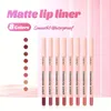 48st 8Colors Matte Lip Liner Creamy Velvet Lip Liner Pencil Smooth Waterproof 12 timmar Långvarig läppfoder Set 240124