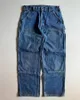 Streetwear Jeans Y2K Hosen Hip Hop Multi Pocket Retro Blau Baggy Herren Harajuku Gothic Hohe Taille Breite Bein Hose 240127