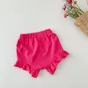 Ensembles de vêtements d'été à manches courtes lettre imprimée support élargi t-shirts froncé couleur unie Shorts pantalons infantile enfants bébé coton ensemble 2 pièces