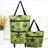 Storage Bags 2 In 1 Foldable Shopping Cart With Wheels Waterproof Oxford Multifunction Organizer High Capacity Market Pouch