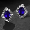 Brincos de noiva Blu/cristal vermelho strass bijuterias para mulheres noivas damas de honra