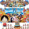 Decorazione per feste Animazione One Piece Forniture per compleanno Sea Bracconiere Palloncino Stoviglie Banner Sfondo Baby Shower