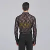 Stage Wear Man Shirts Garment Top Latin Dance Lace Black And White Waltz Performance