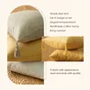 Oreiller SEIKANO housses de lin solides avec glands taie d'oreiller 45x45 étui carré pour salon canapé S décor à la maison