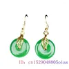 Boucles d'oreilles pendantes Jade Donut Charm Amulettes Bijoux en pierres précieuses naturelles Mode Pierres précieuses vertes 925 Argent Accessoires de créateur Pendentifs