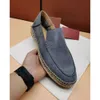 Suede Leather Mens Loro Leisure Shoes Slip On Luxury Designer LP Summer Open Walk Moccasin Sneakers Chaussure Schuhe