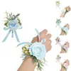 Set di fiori decorativi di 2 boutonnieres fiore da polso matrimonio sposo Groomsmen corpetto artificiale per anniversari