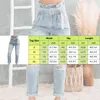 Damenhosen 2 PC Frauen Jeans Ripped Loch Slim Fitting Hohe Taille Denim mit Gürtel Weibliche Casual Mode Büro Dame Gerade