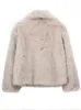 Luxury Lapel faux pälsjacka kappa kvinnor Lossa långärmad fluffig varma rockar kvinnlig vinter mode dam överrock streetwear 240124
