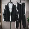 Herrspåriga Cardigan Jackets Pants Sportwear Sets Men Patchwork Sport Suit DU Casual Tracksuit Male Par's Sweat Suits 6 Colors S-5XL