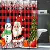 Shower Curtains Christmas Bathroom Curtain Bath Sets Waterproof Non-Slip Rug Toilet U With 12 Hooks Home Deco Free Ship
