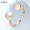 Laya 925 Sterling Silver Simple Design Natural Freshwater Bread Beads Pearl Earrings Ring NeacKlace Set for Women Fine SMEEXKE 240119