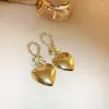 Dangle Earrings Statement Minimalist Gold Silver Color Heart Pendant Hoop For Woman Cubic Zirconia Street Style Korean Fashion Jewelry