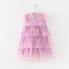 Abiti da ragazza Ragazze Tulle Principessa Arcobaleno Stella Paillettes Lucente Torta Abito Bambini Maglia Elegante Prom Serata Festa di compleanno Abiti