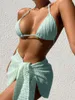 Women's Swimwear Cover Ups Bikini 3pcs Suit Biquini Triangle Swimsuit Women Bathing Beach Outfit Ladies Three-piece Designer