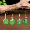 Boucles d'oreilles pendantes Jade Donut Charm Amulettes Bijoux en pierres précieuses naturelles Mode Pierres précieuses vertes 925 Argent Accessoires de créateur Pendentifs