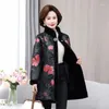 Damen Leder Pelzjacke Frauen Lange Frau mittleren Alters Winter Kunstmantel Eleganter dicker warmer Mantel