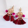 Dangle Earrings Classic Ethnic Red Tassel Drop Boho Round Crystal Charm Jewelry Accessories for Women 2024 Summer Trend Pendant