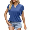 Camisetas de mujer Camisa de manga corta con cuello en V de verano Conjunto de cuello alto simulado pequeño con parte superior holgada de murciélago para mujer