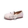 Children Fashion Girls Mary Jane Shoes for Party Wedding Shows Side Bow Pearl Elegant Princess Chic Kids Slip-on Dress Shoes 240129