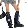 Calcetines de mujer Denims calentadores de piernas niñas 80s Harajuku Punk hasta la rodilla medias Preppy ropa gótica Y2K ropa de calle